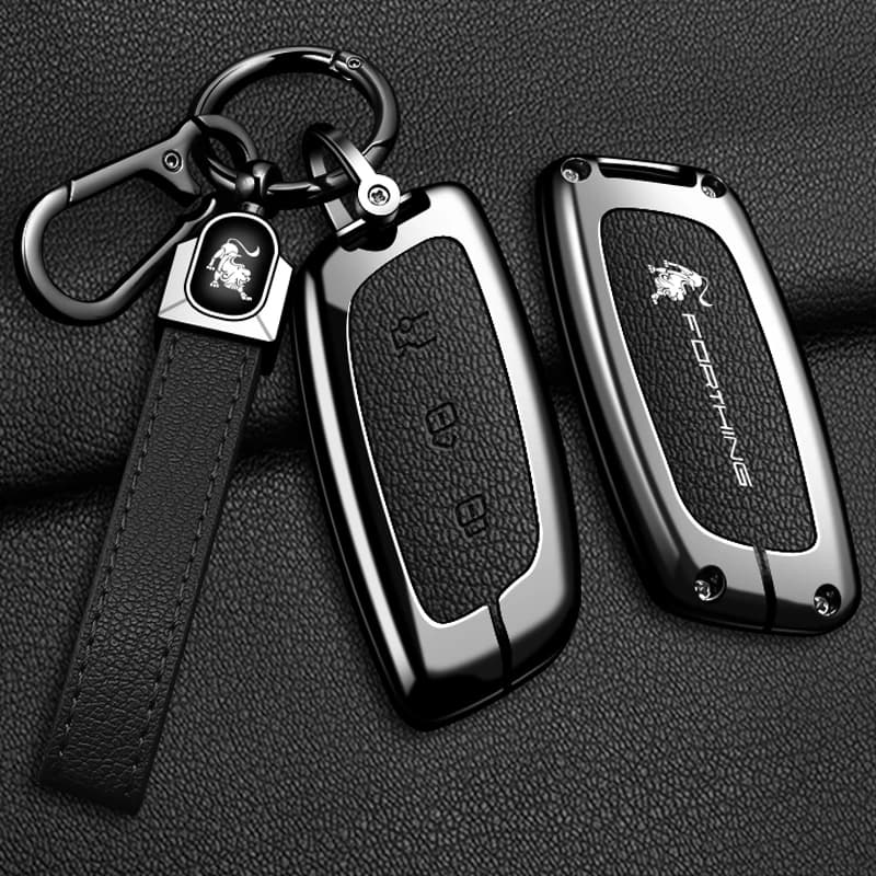 Car Accessories Zinc Alloy Leather Key Case Holder Cover Chain For Dongfeng Forthing S7 Smart Remote Fob Key Protective