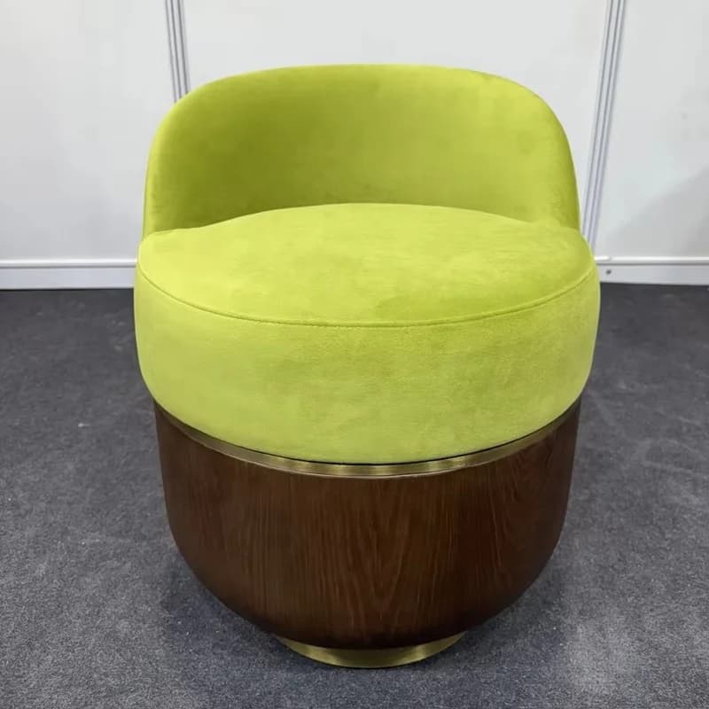 luxury velvet Pouf Ottoman stainless steel decorative solid wood base for hotel