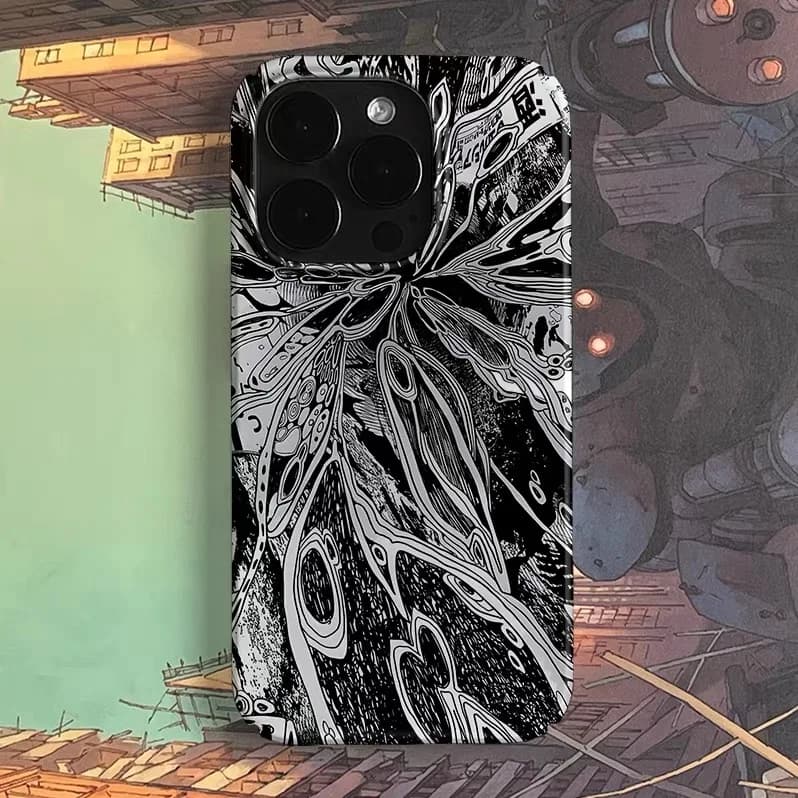 Black Retro Butterfly Art Phone Case for IPHONE 17 Air 16E 15 PROMAX 14 Plus 13 12 MINI 11 PRO 16Plus XR XS Acrylic Phone Cover