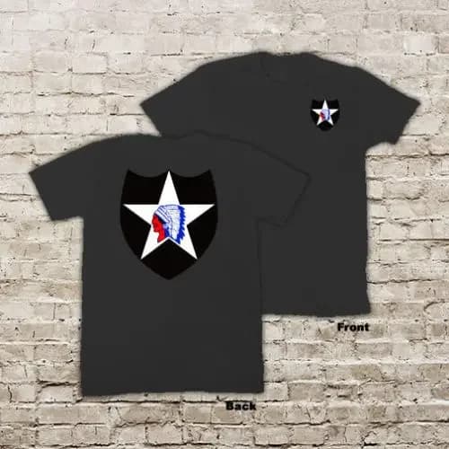 US Army 2nd Infantry Division Emblem Printed T-Shirt 100% Cotton O-Neck Short Sleeve Summer Casual Mens T-shirt Streetwear