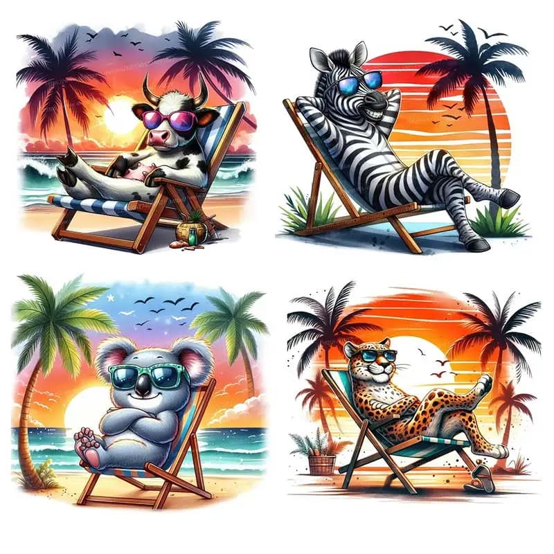 Cute Summer Cow Tiger Wolf Koala Animals Wall Sticker Bathroom Toilet Decor Refrigerator Home Decoration Decals M940
