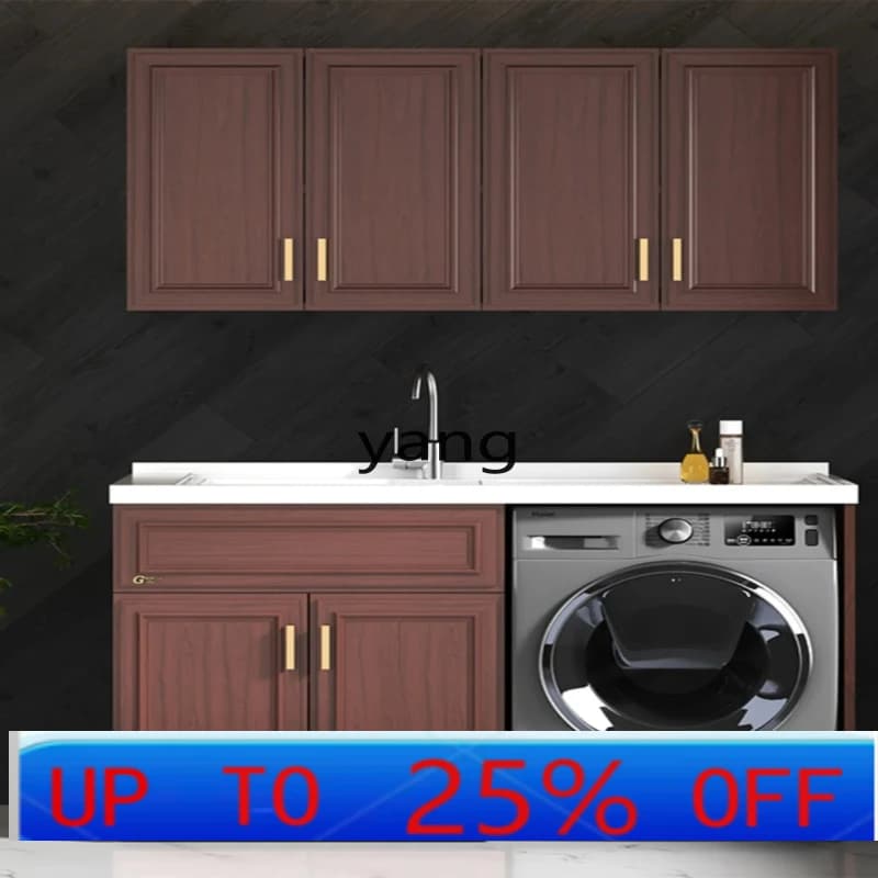 LH space aluminum balcony washing machine cabinet washboard basin cabinet integrated washing machine