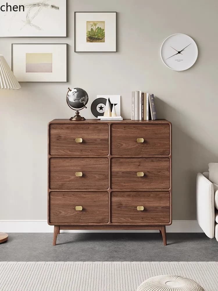 PYH Vintage Retro Six-Drawer Cabinet Storage Entryway Wall-Mounted Solid Wood Bedroom Side Cabinet Drawer Cabinet