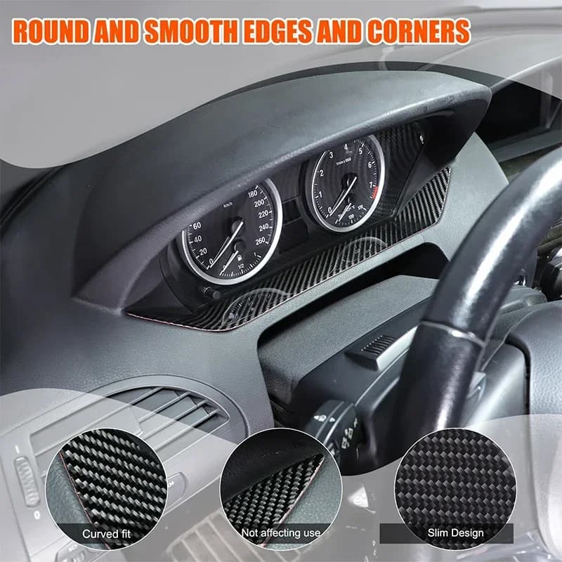 For BMW 6 Series M6 E63 E64 2004 2005 2006 2007 2008 2009 2010 Soft Carbon Fibre Car Dash Board Trim Sticker Car Accessories