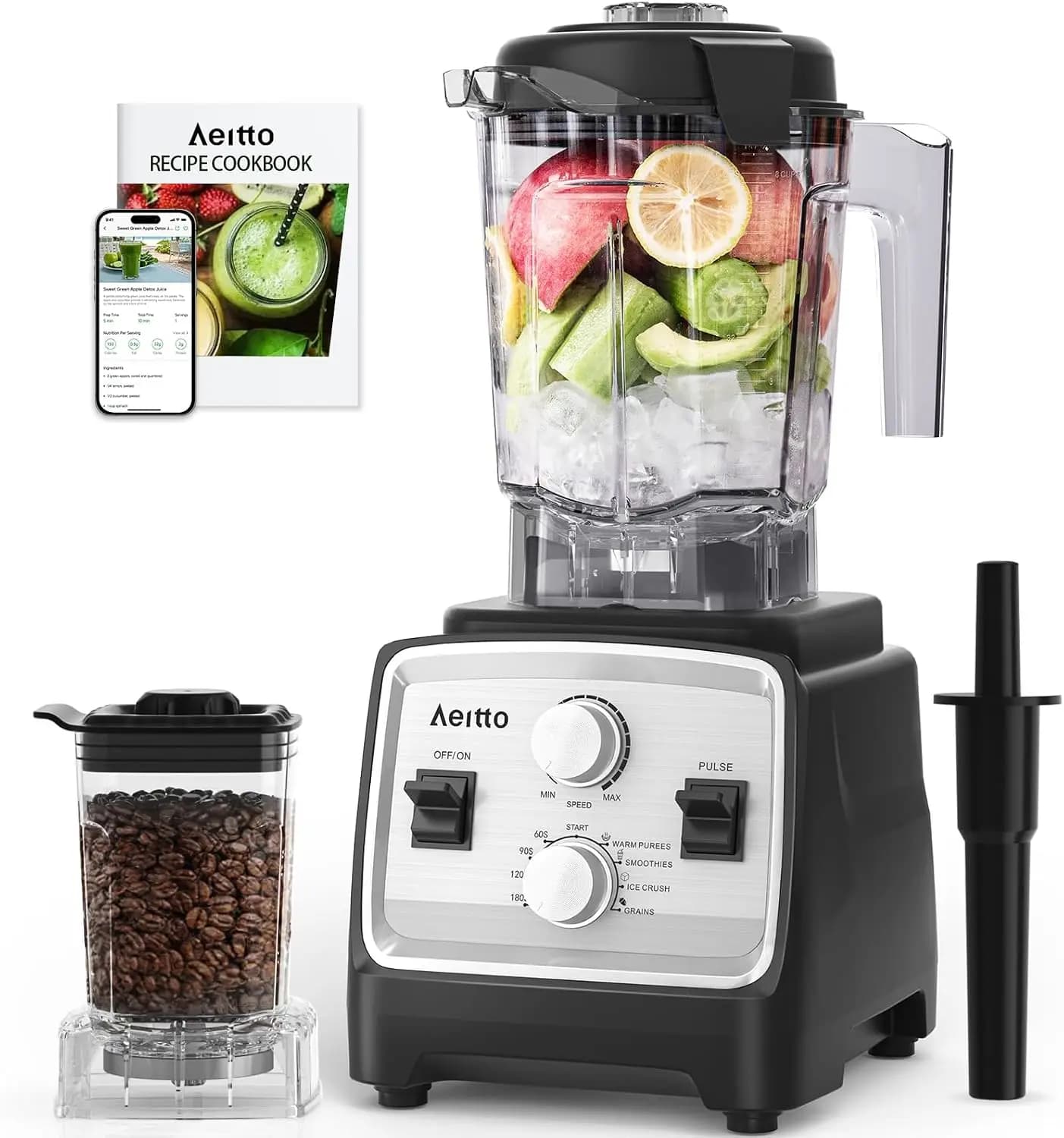 ^For Blenders for Kitchen with 1800W Motor, 68Oz. Large Capacity, 2-in-1 Blender & Grinder Combo, BPA-Free Countertop Profession