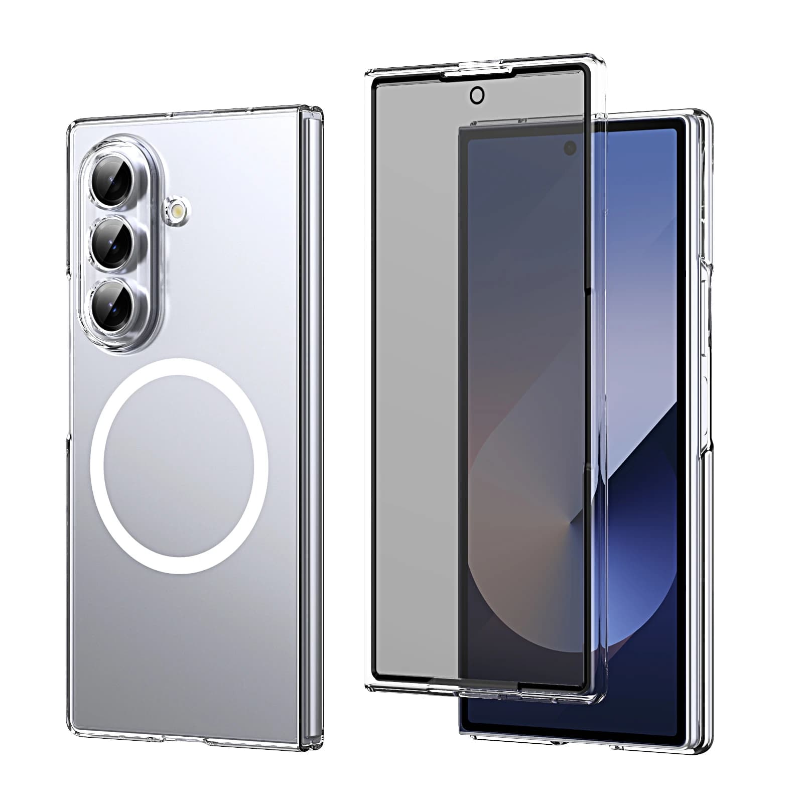 For Magsafe Magnetic Wireless Charging HD Anti-Spy Tempered Glass Screen Protector Case for Samsung Z Fold 7 Shockproof Cover