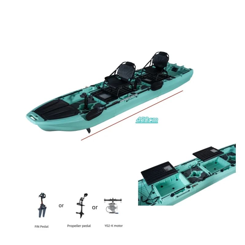 ！@China Factory Hot Sell  Detachable Hull Fin Pedal Sea Fishing Kayak Modular with  Live Fish Storage for Two Person Use