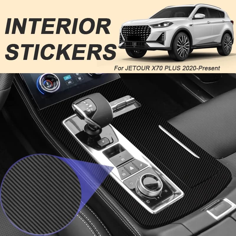 For JETOUR X70 PLUS 2020-Present LHDCar Carbon Black Interior Sticker Lifting Window Panel Decal Gear Inner Door Protective Film