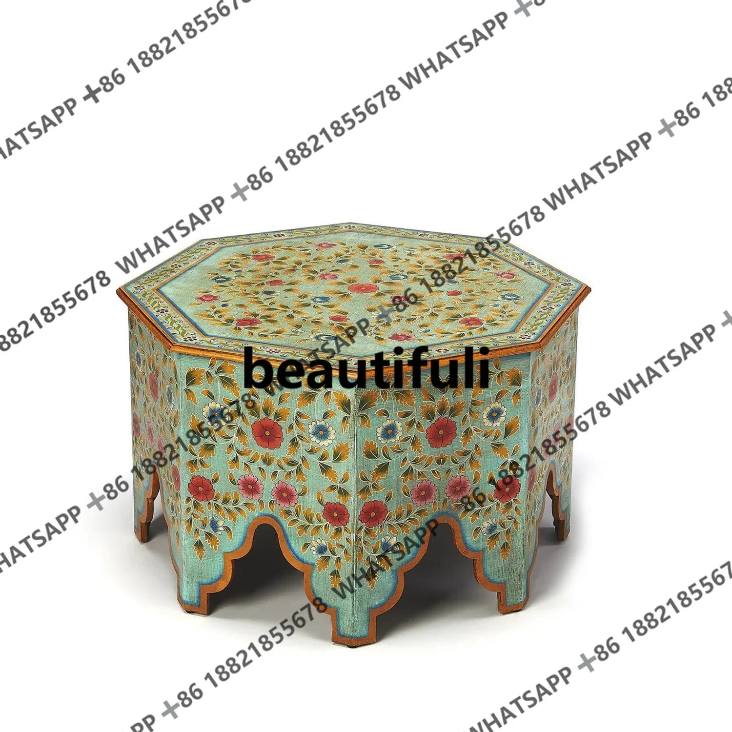 French simple solid wood coffee table small apartment living room American retro home balcony tea table