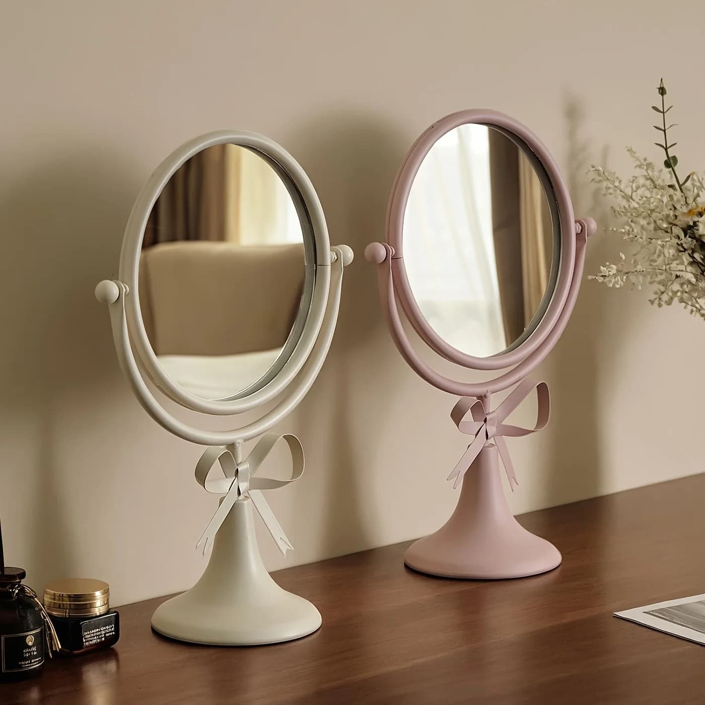 360 ° Espejos Cosméticos Hierro Con Rotación, Espejo Maquillaje Retro Escritorio Un Solo Lado, Espejos Princesa