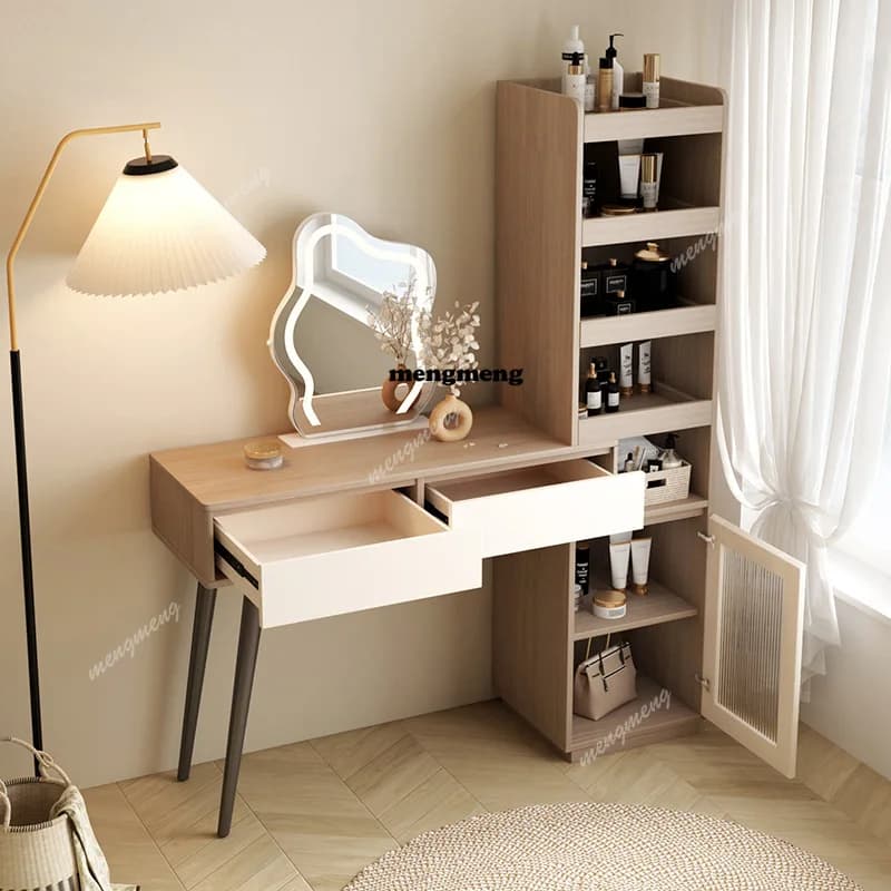 Dresser Bedroom Modern Simple Dresser Small Unit Cream Locker Storage Cabinet Makeup Mirror Integrated