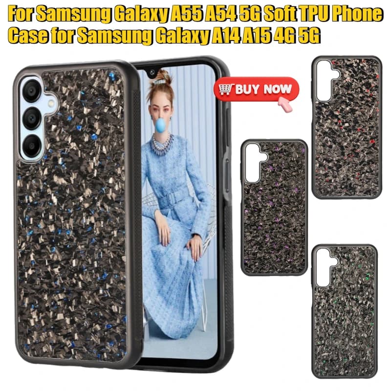 Anti-slip Case Cover Real Forged Carbon Fiber for Samsung Galaxy A55 A54 5G Soft TPU Phone Case for Samsung Galaxy A14 A15 4G 5G