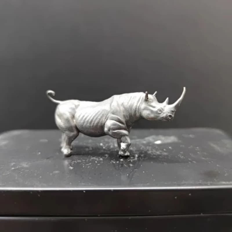 Coppe Rhino Sculpture, Mini Battle Animal Figurine Solid Copper Desktop/Office Decor Collectible Gift Handmade Vintage Craft Art