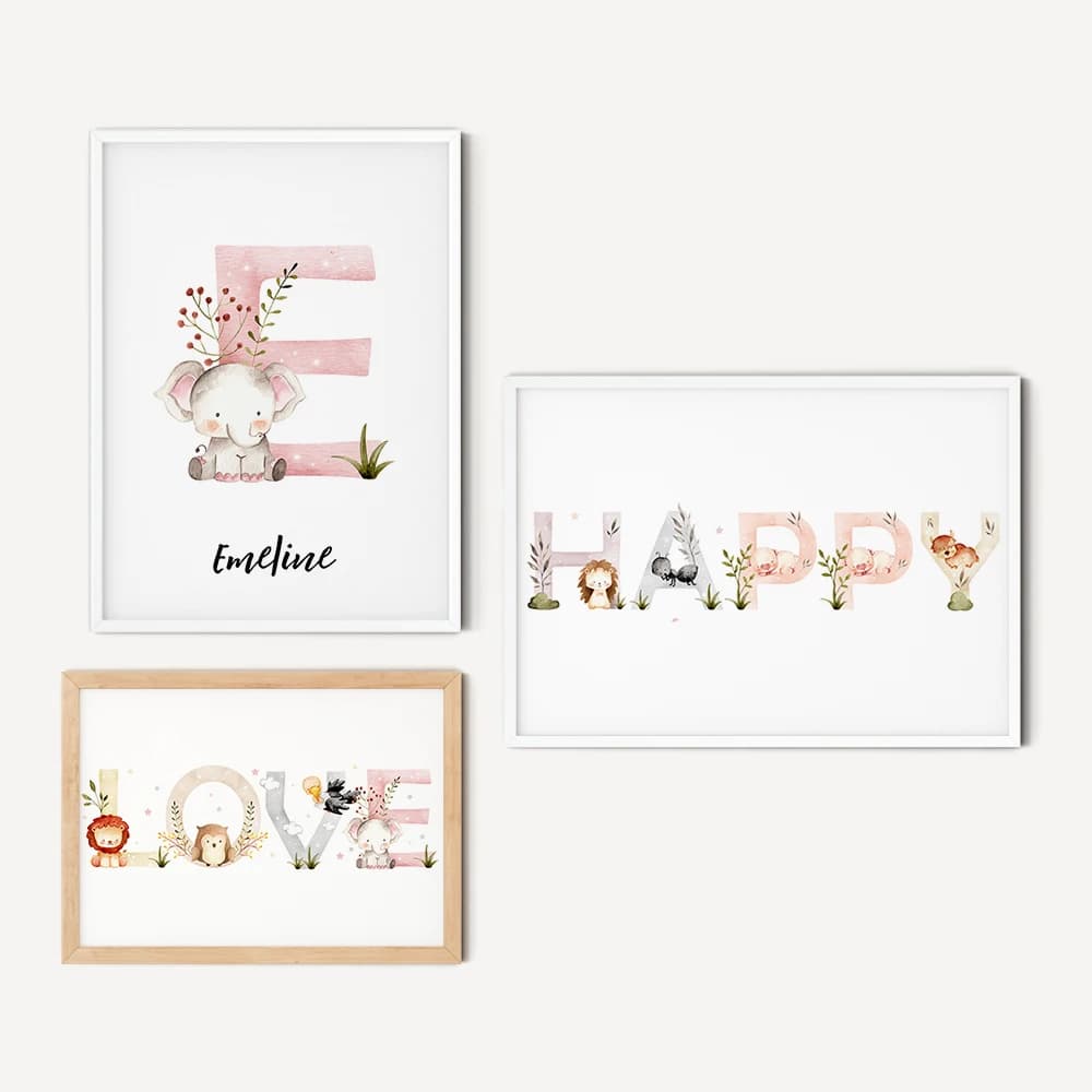 First Name Personalized Painting Own Canvas Poster Making Text Alphabet Baby Room Custom Wall Art Print Decorative Pictures