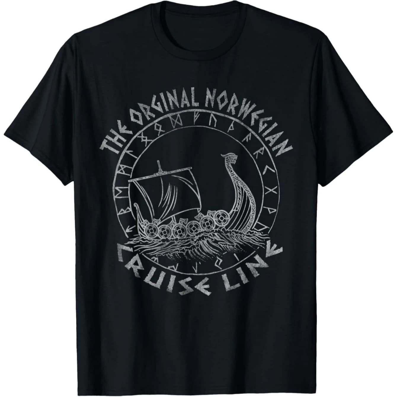 Cruise Line Rune Nordic Warrior Ship Dragon Boat T-Shirt 100% Cotton O-Neck Short Sleeve Summer Casual Mens T-shirt Streetwear