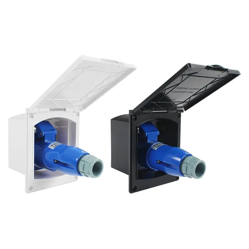 RV external power supply female plug, power interface, waterproof power box 3-core 16A mains interface