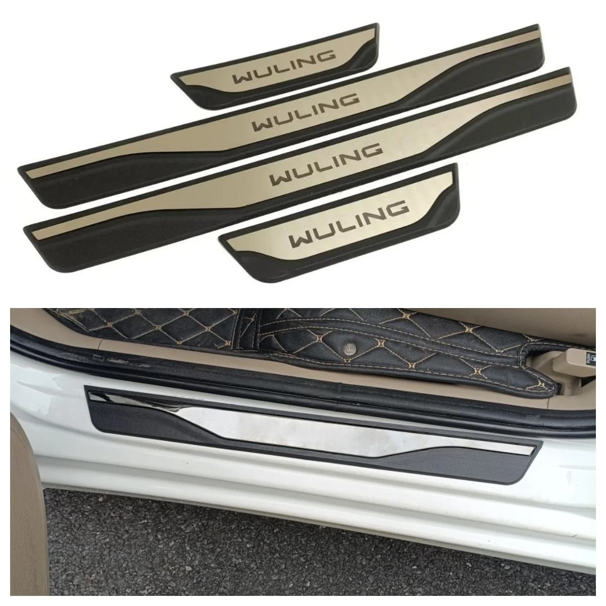For Wuling Air ev Bingo ev Alvez Asta-730s Eksion Darion Interior Moldings Door Sill Cover Protector Sticker ABS Steel Auto Part