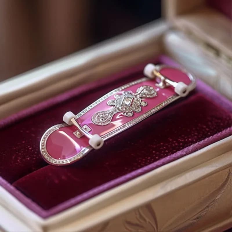High-end skateboard brooch, light luxury original design niche personalized pin clothing accessories