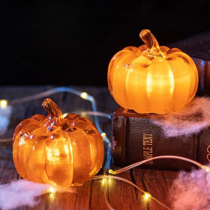 Halloween Pumpkin Light LED Pumpkin Night Light Glowing Tabletop Lamp Spooky Fall Decor for Home Bedroom Party Desk Decoration
