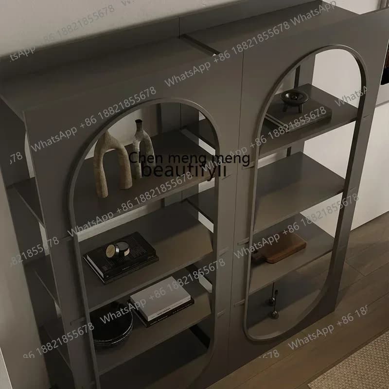 SS new style Nordic bookshelf living room storage solid wood storage integrated floor bookshelf studyss 7486