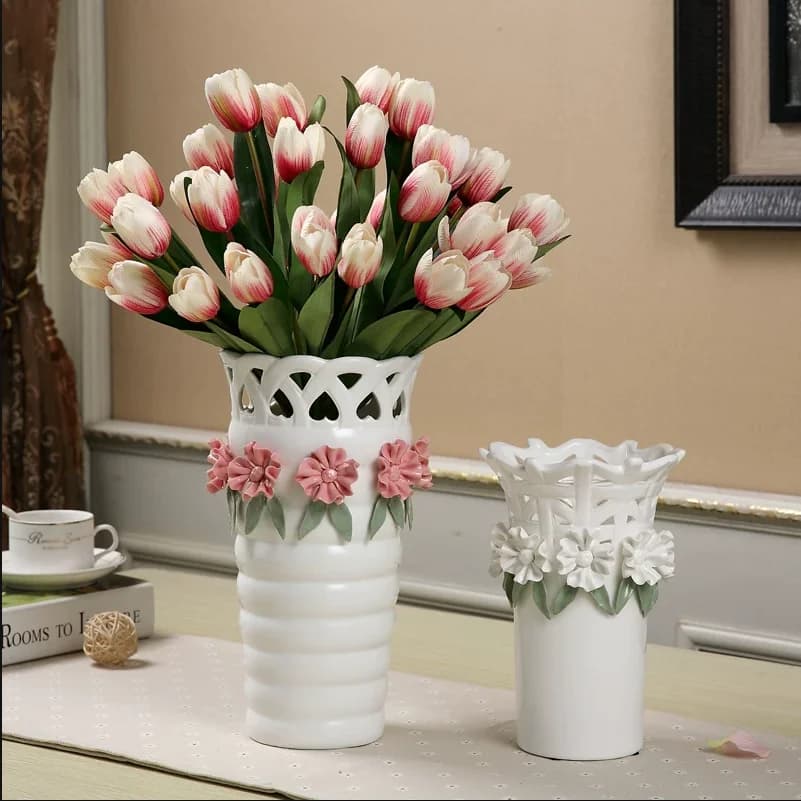 European style ceramic flower vase, hydroponic flower arrangement, TV cabinet, dining table, modern decoration, creative home de