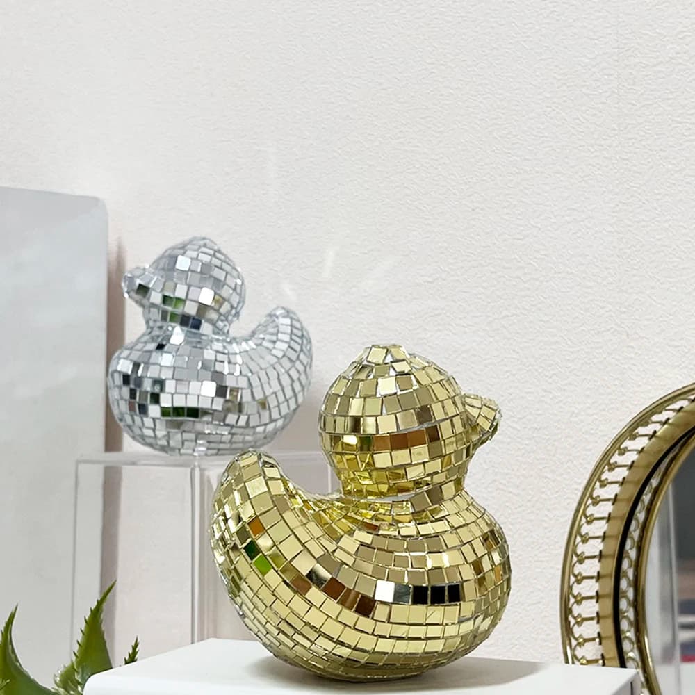 Disco Duck Cute Little Duck Glass Decorative Home Creative Ornament with Mirror Reflection