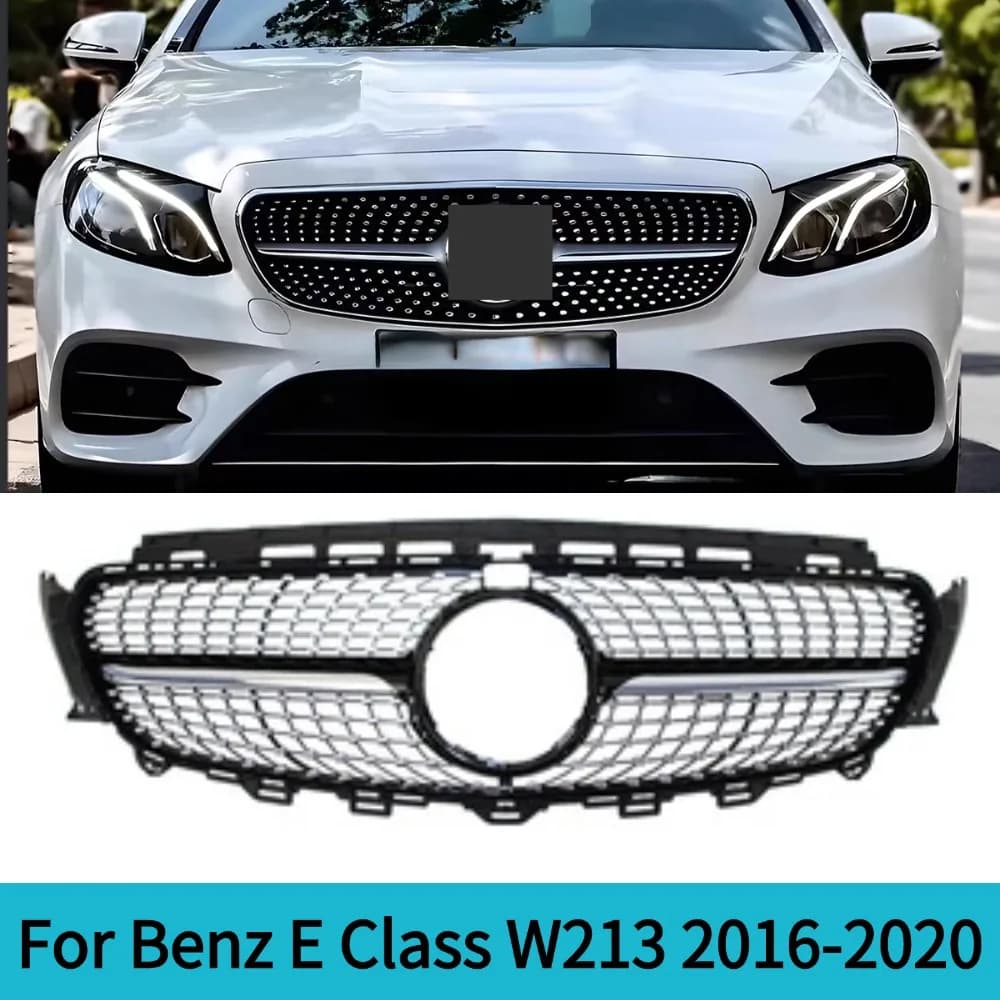 Diamond Style Front Bumper Grille Mesh for Mercedes-Benz E-Class W213 E300 E200 E260 C238 A238 E63  2016-2020 Hood Grill Upgrade