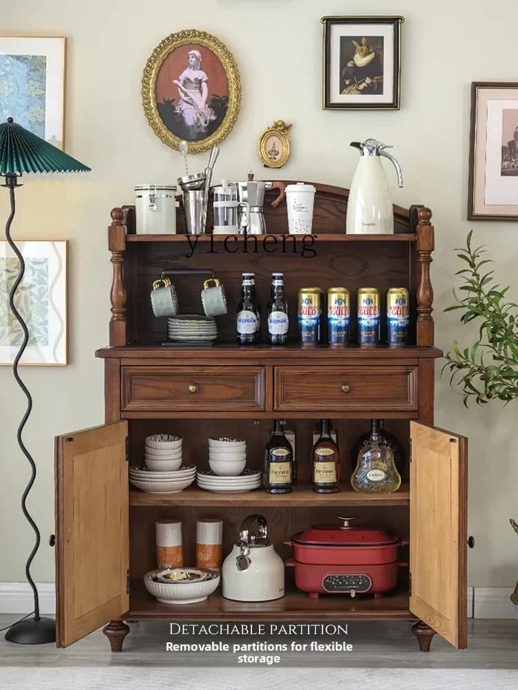 v2  Solid Wood Sideboard Vintage Tea Cabinet Multifunctional Wall-Mounted Storage Cabinet
