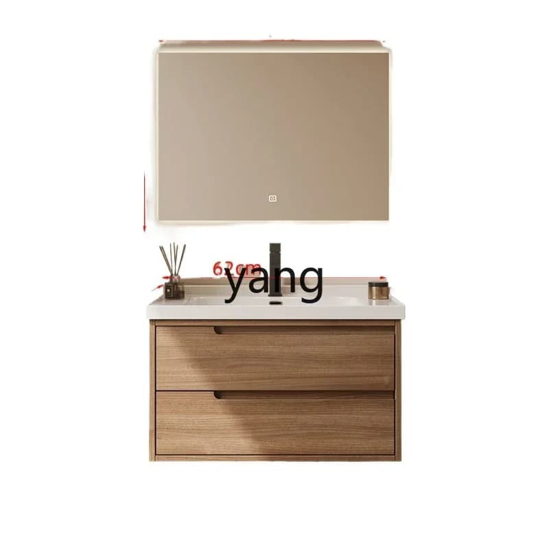 LH walnut bathroom cabinet ceramic integrated basin antique bathroom basin cabinet combination washstand