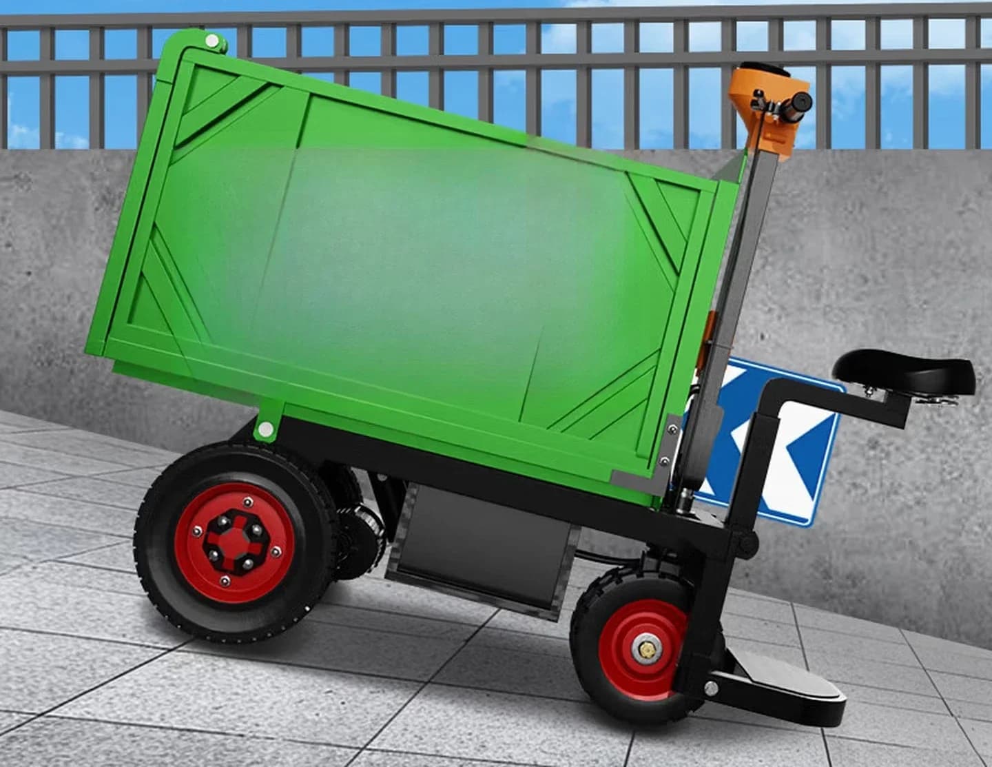Electric gray bucket truck construction site tricycle concrete trolley