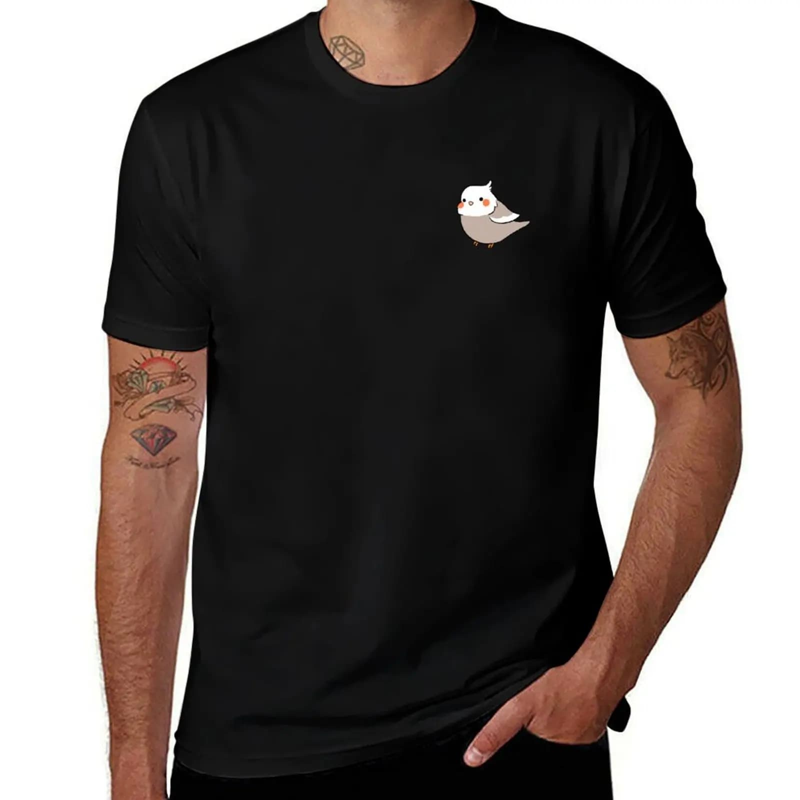 Cockatiels cute illustration T-Shirt Urban Style Casual Short Sleeve Top T-Shirt