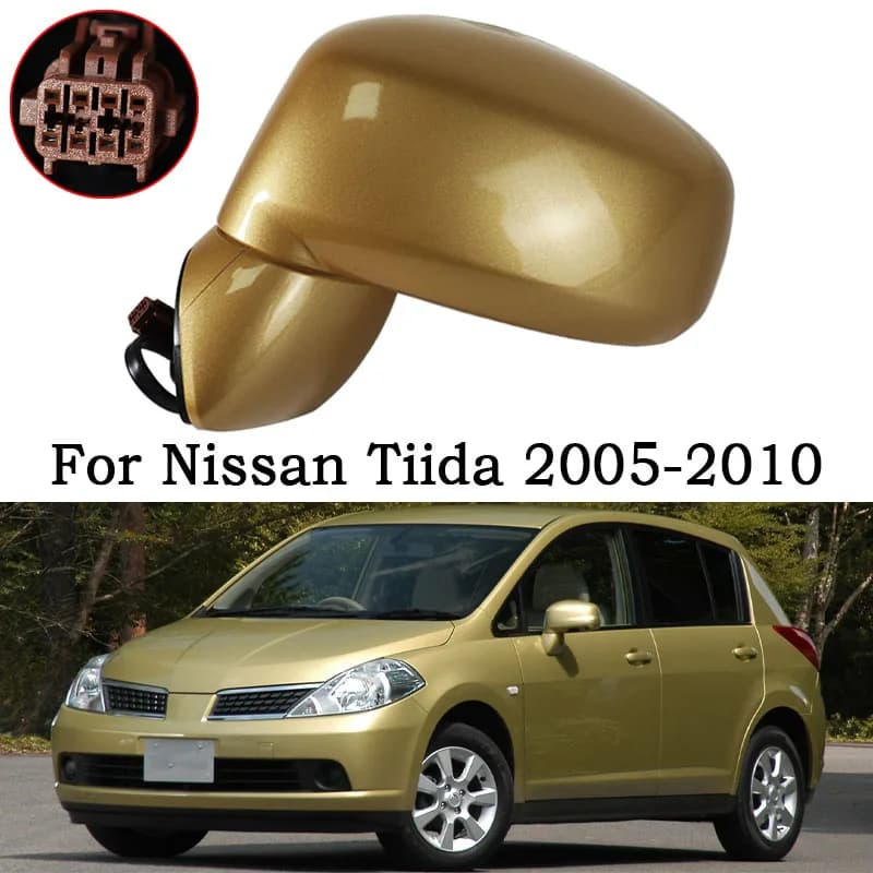 Car Side Rearview Mirror Assembly For Nissan Tiida 2005 2006 2007 2008 2019 2010 Rear View Mirror Electric Adjusted Lens Heating