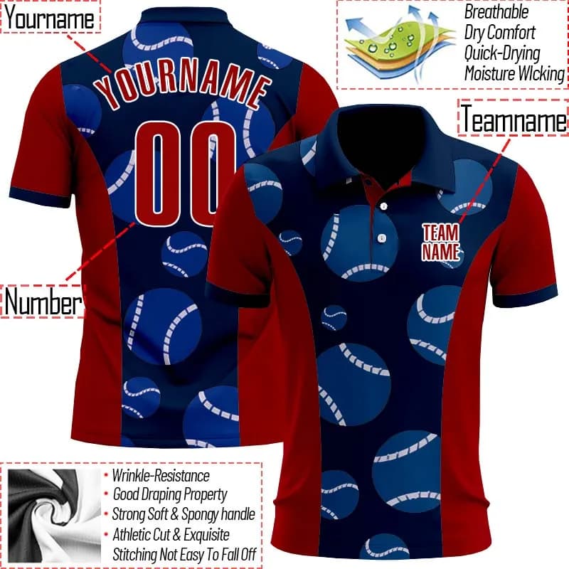 Summer Shirts Women For Men Personalized Tennis Racket Polo Shirt 3D Print Golf Shirts Custom Your Name, Number, Team Name