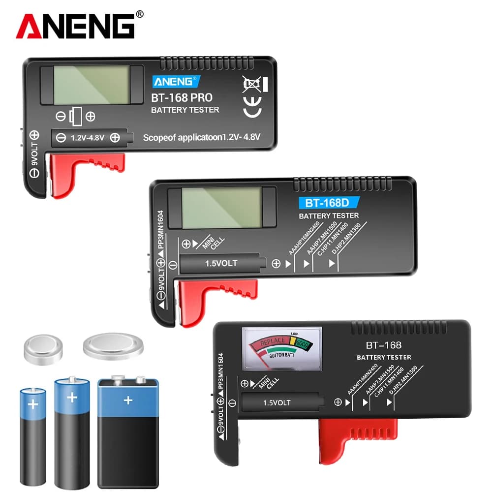 Digital Display Battery Checker Pointer  ANENG BT-168PRO /BT-168D Universal Volt Battery Testers AA AAA 9V 1.5V Test Tool