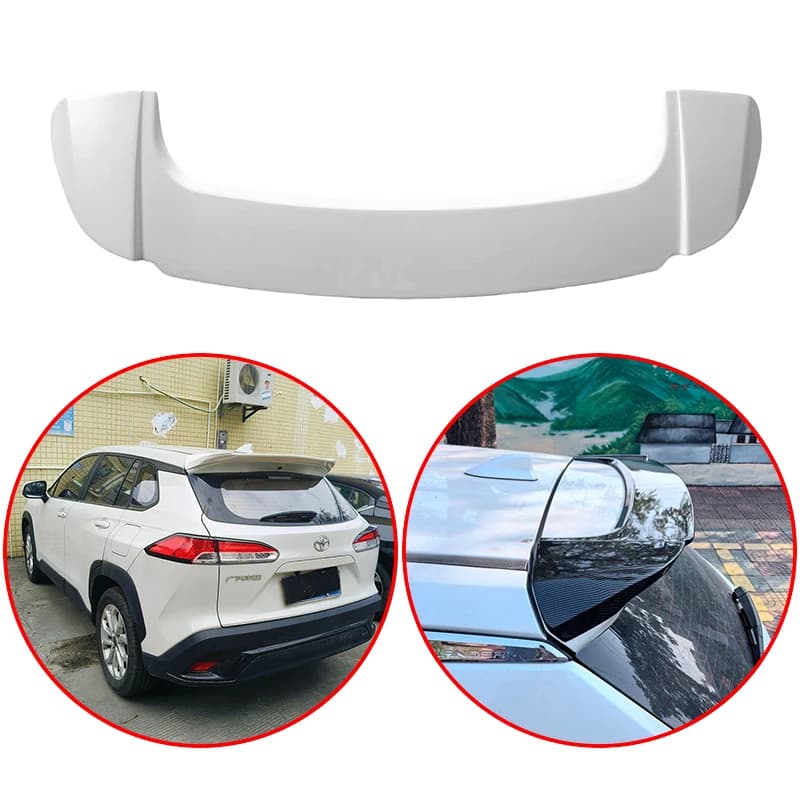For Toyota Corolla Cross 2022 2023 2024 High Quality ABS Car Rear Roof Wing Spoiler Glossy Black White Carbon Fiber Look