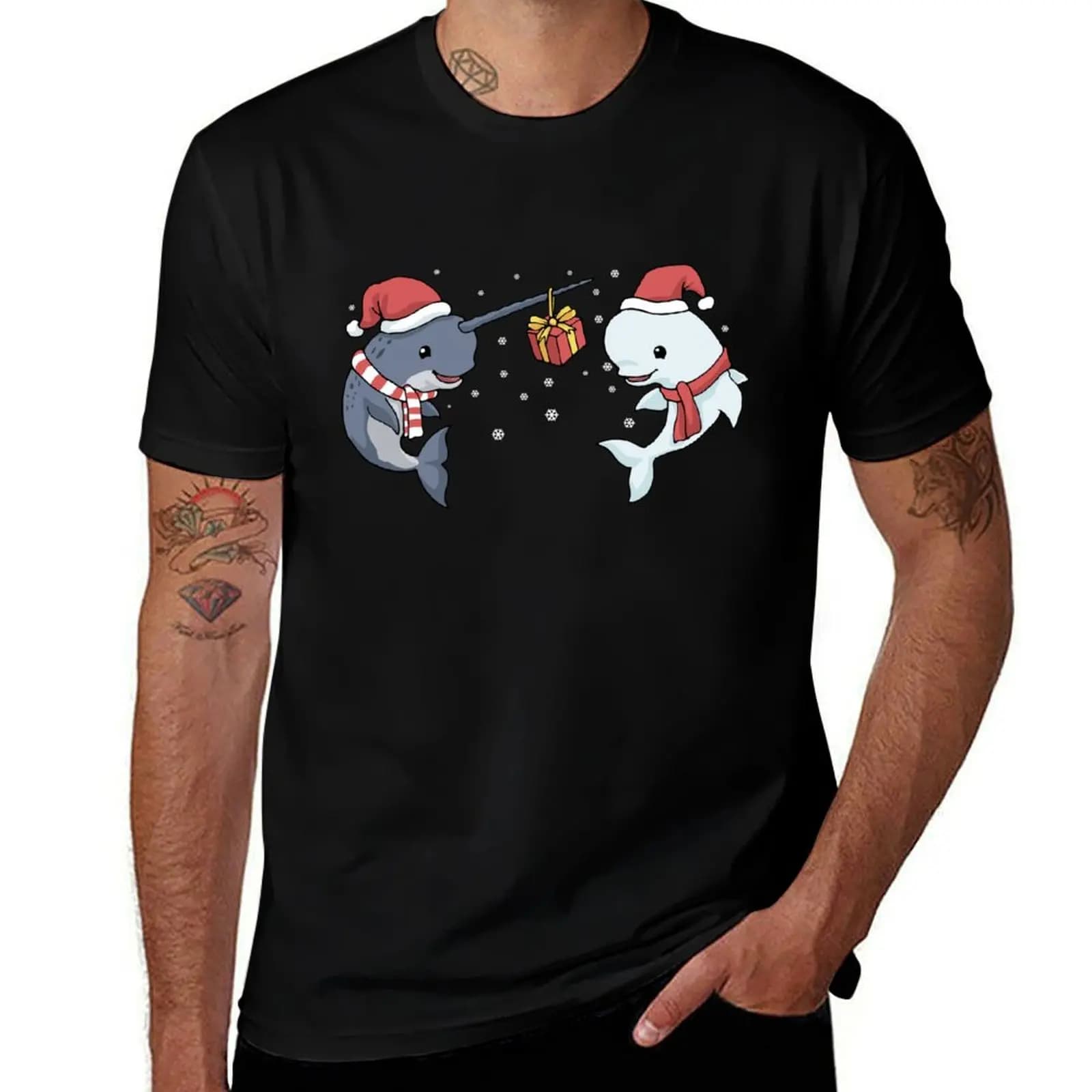 Christmas Narwhal Gift Kids Beluga Whale Present Women Narwhal T-Shirt Festival Short Sleeve T-Shirt