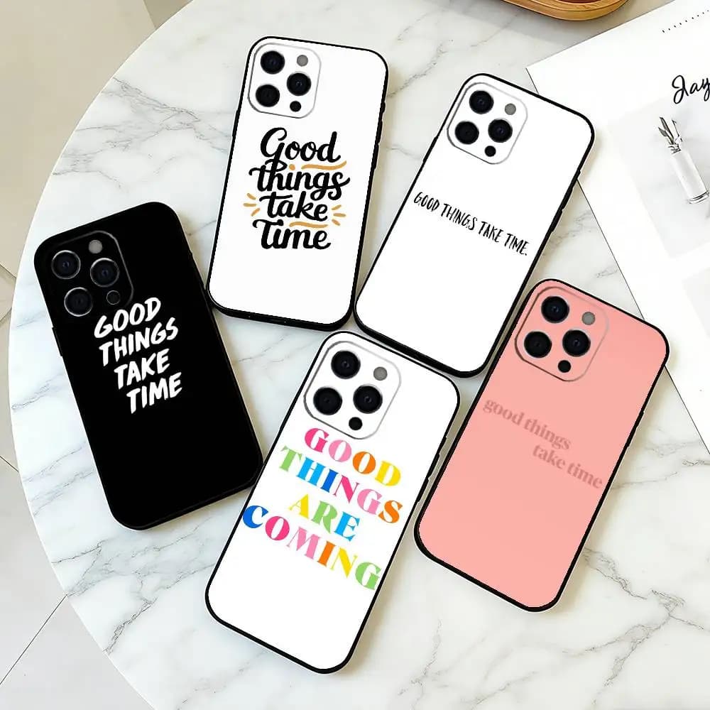 G-Good Things T-Take Time  Phone Case For iPhone 17, 16,15,14,13,12,11 Plus,Pro Max, Others Soft Black Cover