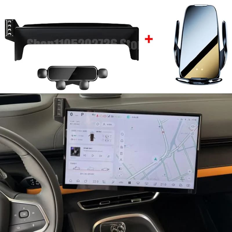 Car Mobile Phone Holder for Changan Deepal S7/S07 2024 2025 2026 Wireless Charger Stand Gravity Bracket Rear Screen Storage Box