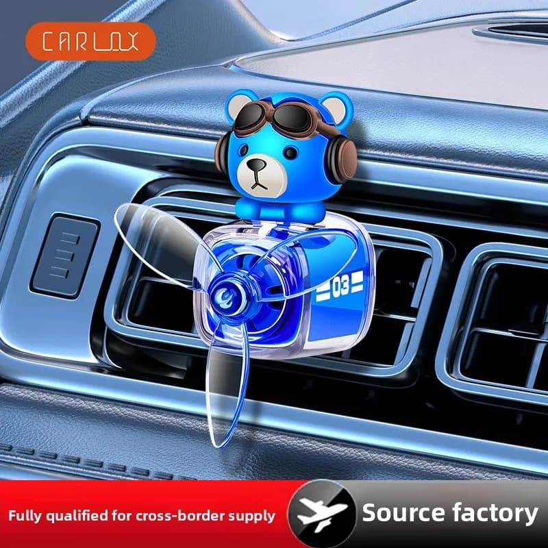 WW22 car aromatherapy cartoon cute glasses bear spinning out trend car aromatherapy solid car perfume