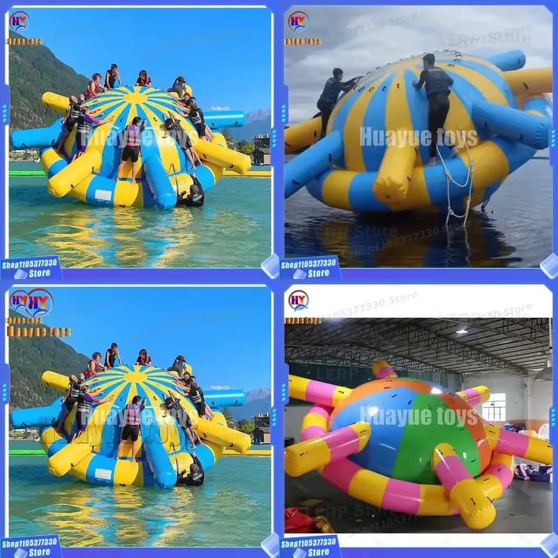 HuaYue Factory Summer Inflatable Rotating Water Disco Boat Flying Spinning Towable Inflatable Rotating Water Toys Spinning