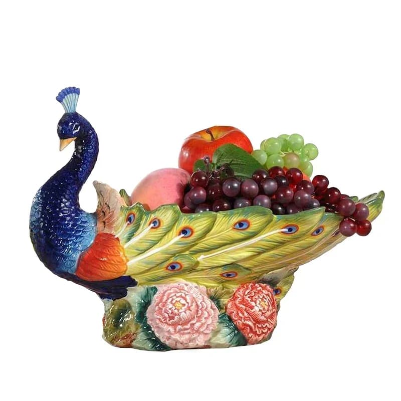 Ceramic Peacock Shaped Fruit Bowl Household Decoration Gift Home Accessories Dessert Plate Storage Trinket Dish Creative Storage