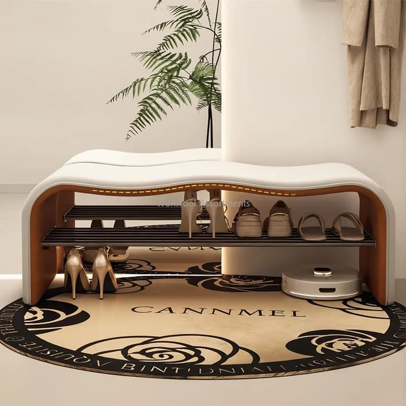 Shoe Changing Bench, Entryway Shoe Stool, Home Hallway Backrest Bench, Indoor Furniture For Living Room Bedroom