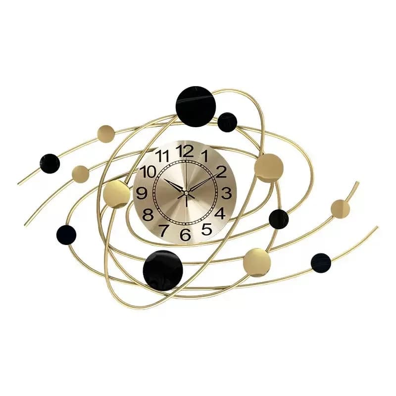 LYY Iron Art Wall Living Room High-End Planetary Clock Wall Decoration Clock No-Drill Wall Clock