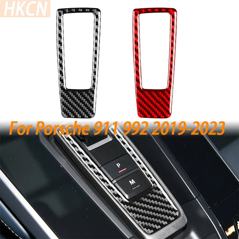 For Porsche 992 911 2019-2023 Carbon Fiber Gear Shift Frame Center Console Car Accessories Interior Soft Cover Sticker Auto Trim