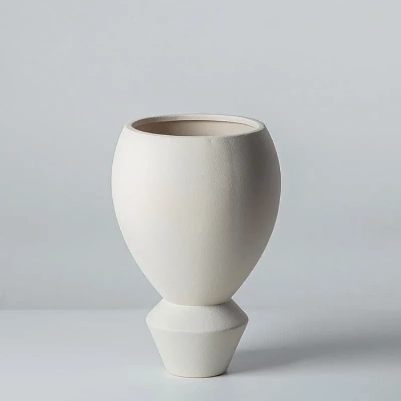 Light luxury modern art geometric wide mouth vase living room, study hotel desktop soft decoration ornament