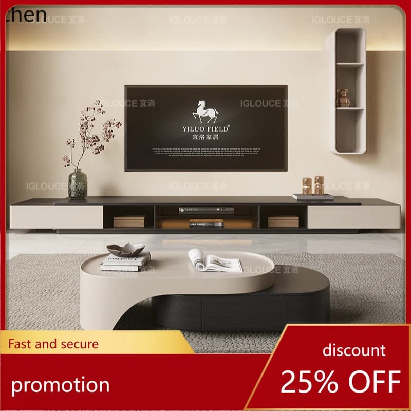 HT retractable TV cabinet modern simple living room home floor TV cabinet coffee table combination