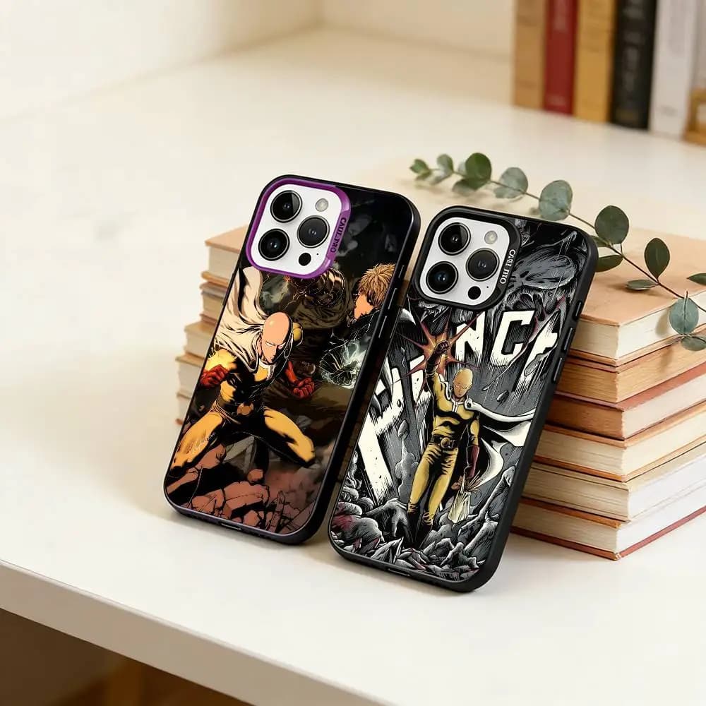 OO-One-Punch M-Man  Phone Case For iPhone 17,16,15,14,13,12,11 Plus,Pro Max,XS,Colorful Silver Black Cover