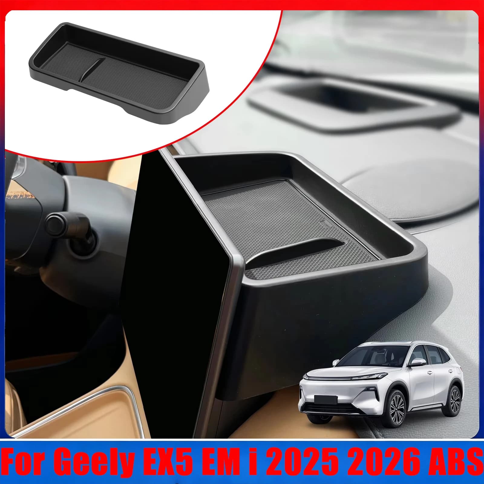 Car Dashboard Behind Screen Box Center Console Storage Accessories Organizer Tidying For Geely EX5 EM i 2025 2026 ABS
