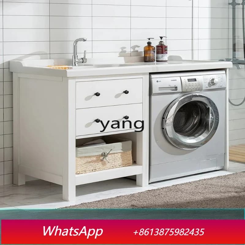 LHX solid wood laundry cabinet balcony combination significant other with rubbing board