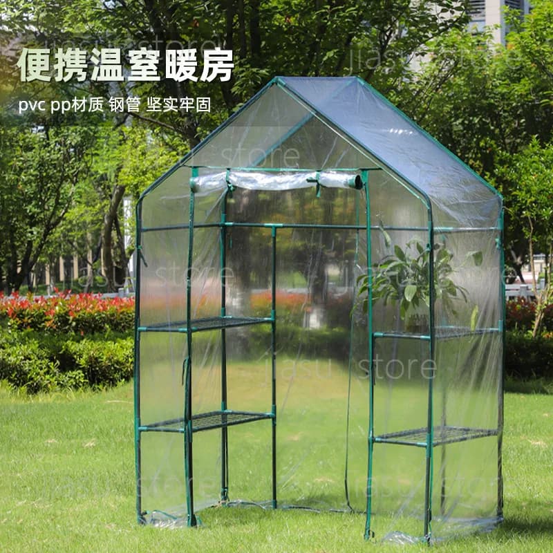 Garden Steel‑Frame Plant Greenhouse Shelter Succulents Flower Sunshade Rain‑Proof Warm Keeping Rack Accessory